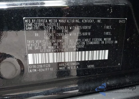 2023 Toyota Rav4 Hybrid Se z USA, uszkodzony, nr VIN 4T3T6RFV4PU118321